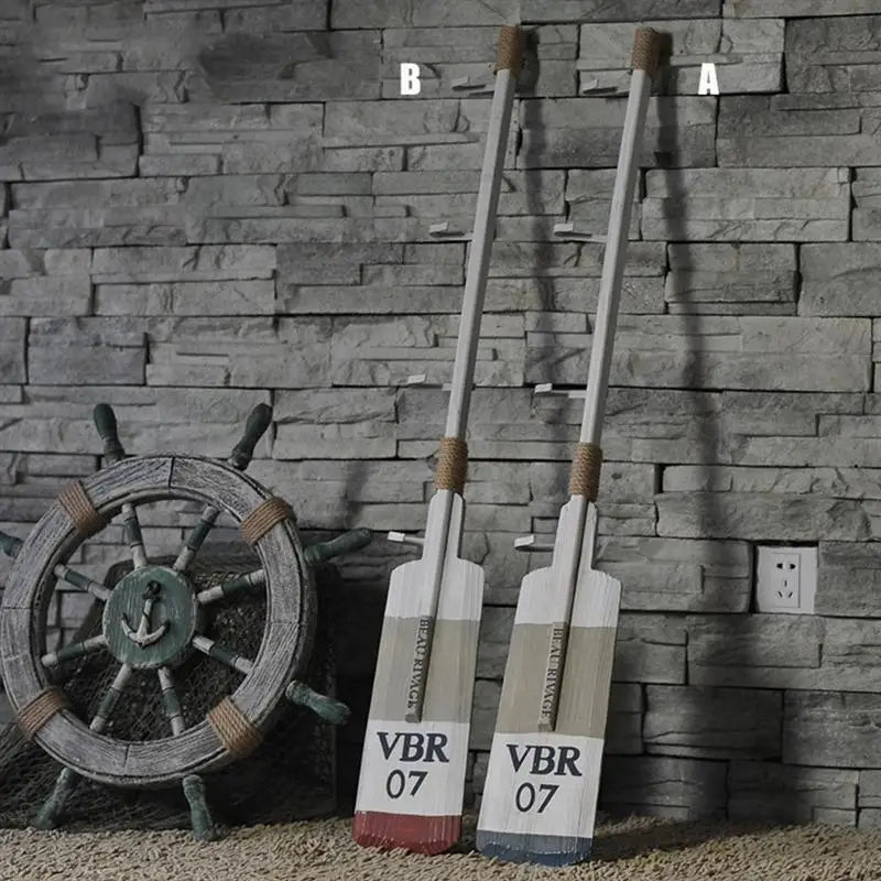 1Pc Marine Style Oar Wall Decor Wooden Decoration Adornment Nautical with Hooks Unique and Elegant Home Accent