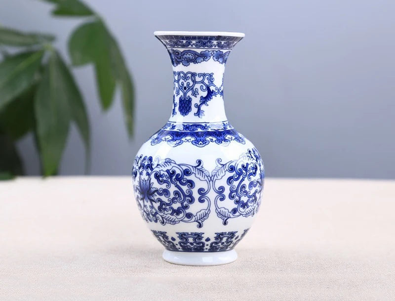 Flower Vase Decoration Home Ceramics Blue And White Vases For Wedding Decor Living Room Ornaments Table Desktop Retro Art Crafts