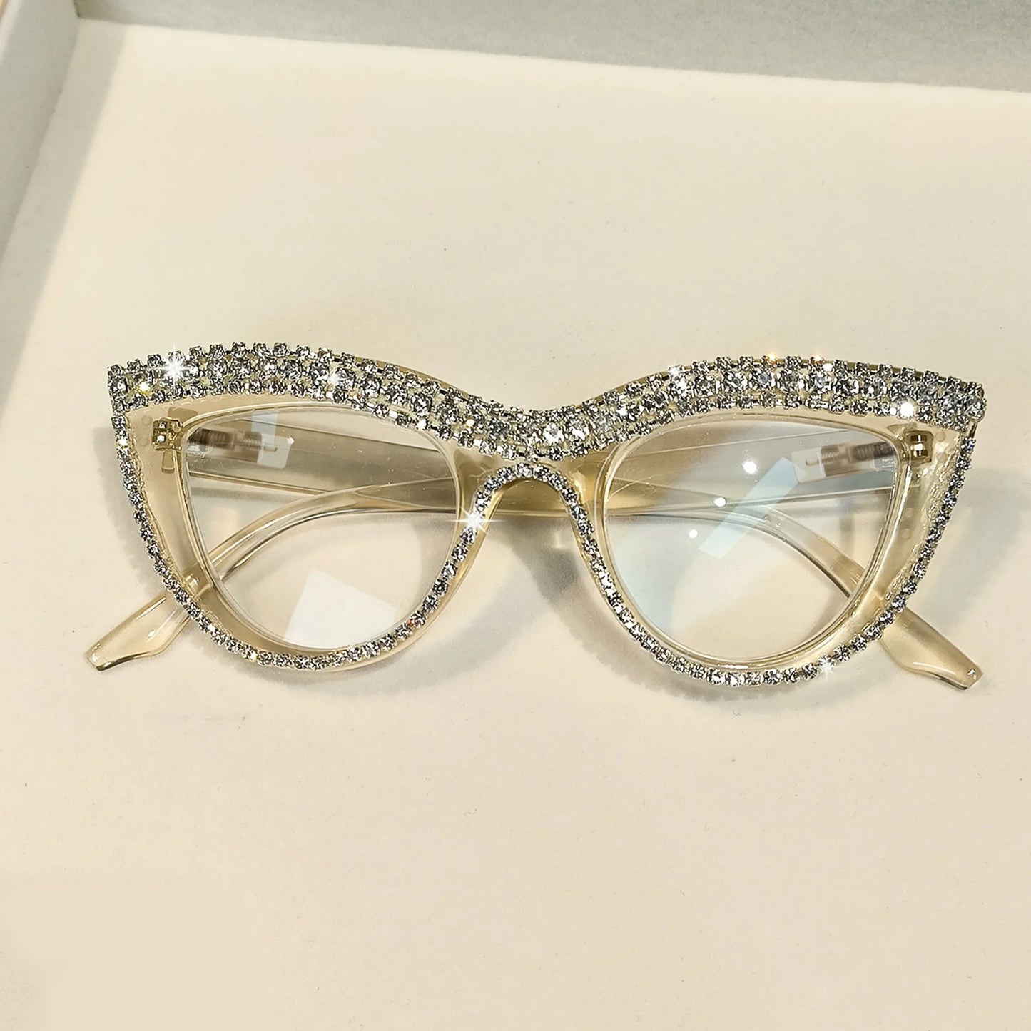 Rhinestone Trendy Reading Glasses for Women Retro Square Cute Sturdy Computer Womens Cat Eye Glasses