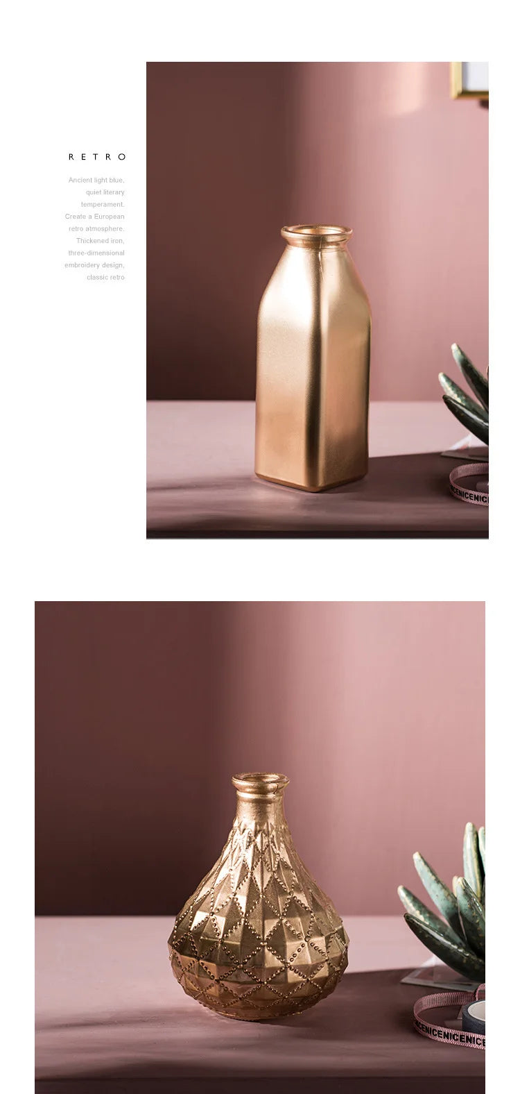 Modern Living Room Glass Vase Desktop Flower Vases For Homes Arrangement Container Decorations Bedroom Gold Decor