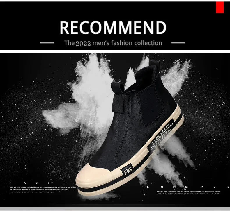 Leather Casual Boots for Men Fashion Yellow Mens High Top Shoes Leather Moccasins Comfortable Loafers Men Shoes Ankle Boots