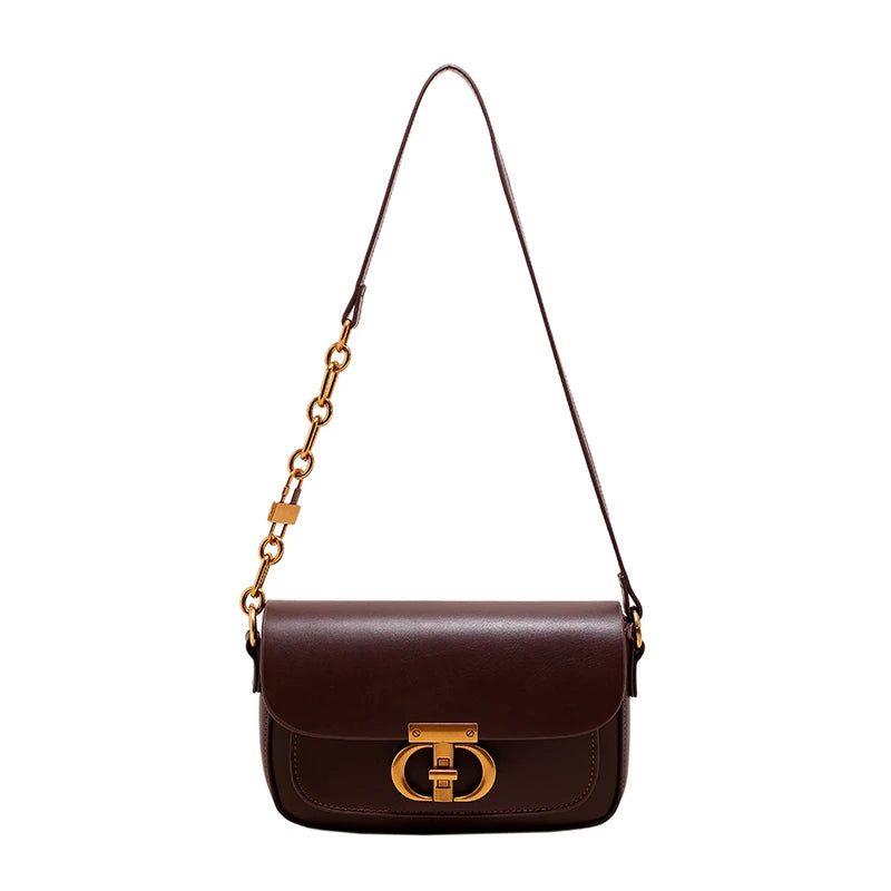 Retro Small Pu Leather Bag Women's Original Fashion Lock Women's Crossbody Shoulder Sac Senior Handbag Underarm Bag Designer
