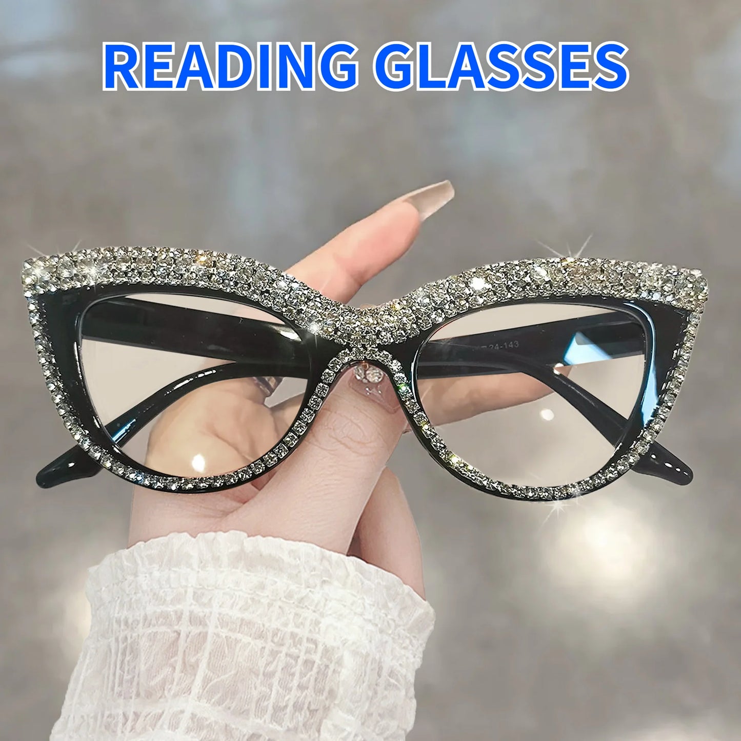 Rhinestone Trendy Reading Glasses for Women Retro Square Cute Sturdy Computer Womens Cat Eye Glasses