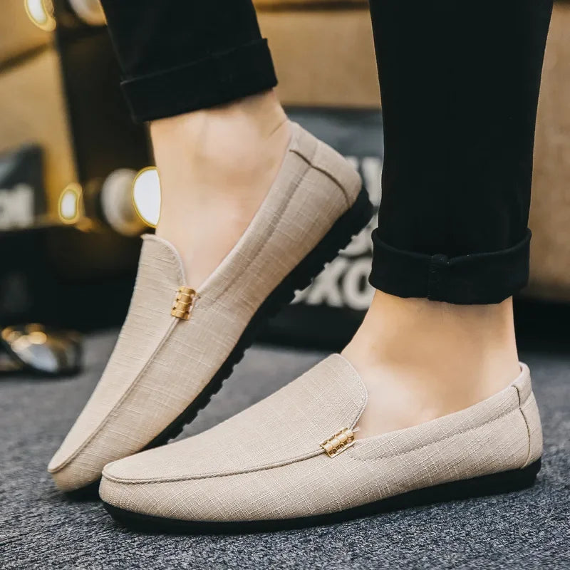 Men Casual Shoes Canvas Slip On Loafers for Male Luxury Dress Driving Shoes Formal Wedding Party Flats Plus Size