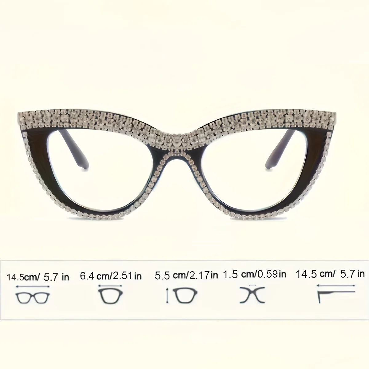 Rhinestone Trendy Reading Glasses for Women Retro Square Cute Sturdy Computer Womens Cat Eye Glasses