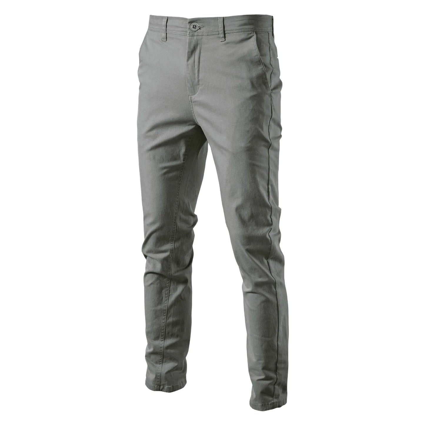 2023 New Summer Casual Pants Men 97% Cotton Solid color Business Fashion Slim Fit Stretch Gray Thin Trousers Male Brand Clothing