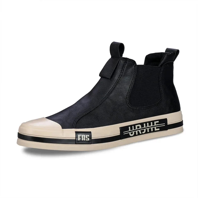 Leather Casual Boots for Men Fashion Yellow Mens High Top Shoes Leather Moccasins Comfortable Loafers Men Shoes Ankle Boots