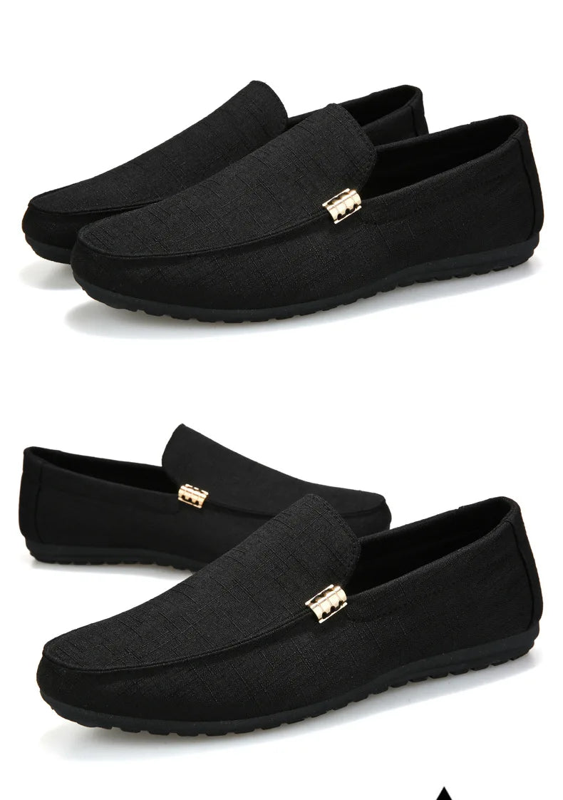 Men Casual Shoes Canvas Slip On Loafers for Male Luxury Dress Driving Shoes Formal Wedding Party Flats Plus Size