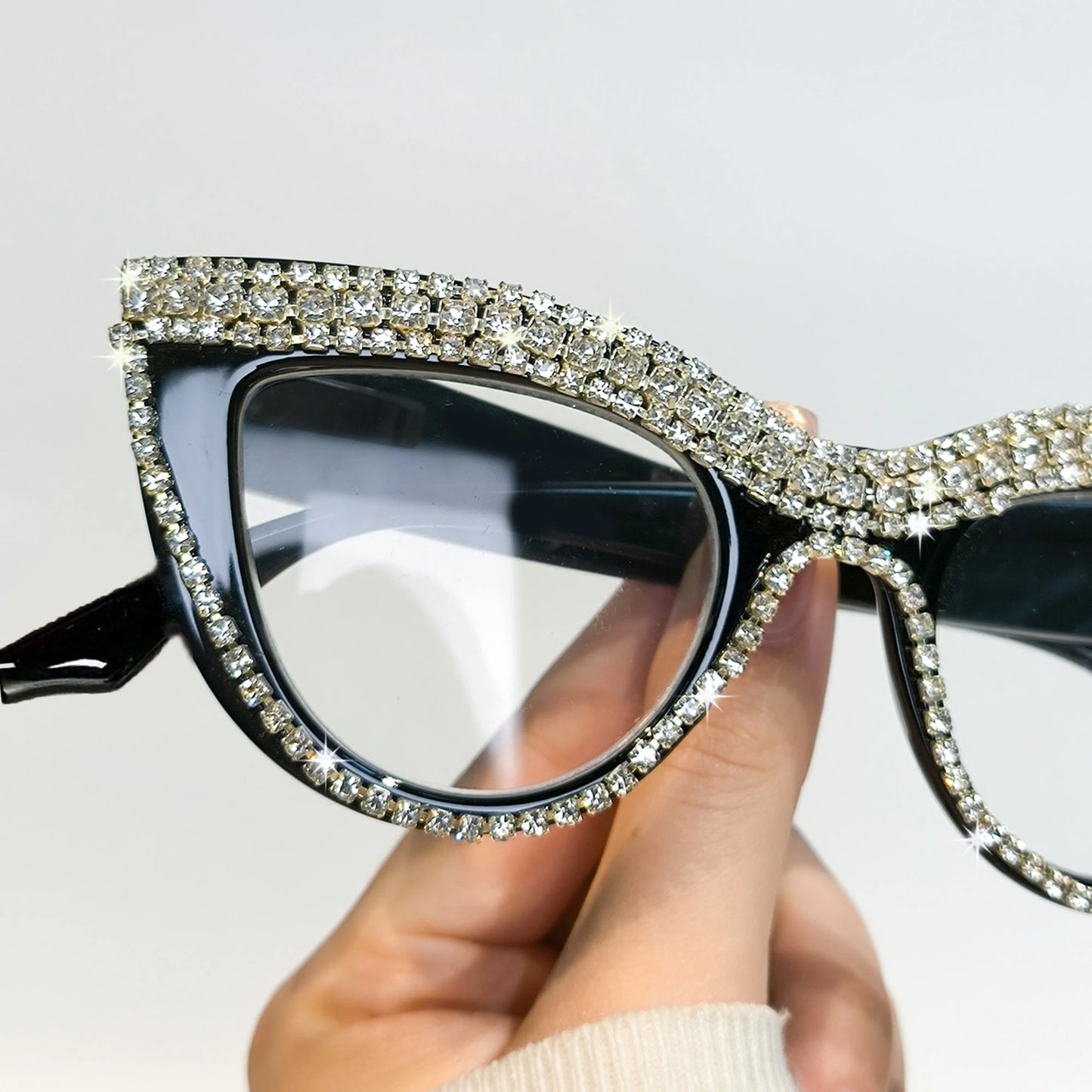 Rhinestone Trendy Reading Glasses for Women Retro Square Cute Sturdy Computer Womens Cat Eye Glasses