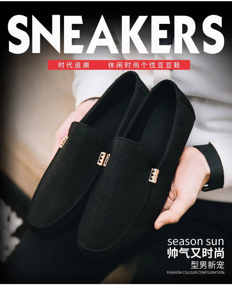 Men Casual Shoes Canvas Slip On Loafers for Male Luxury Dress Driving Shoes Formal Wedding Party Flats Plus Size