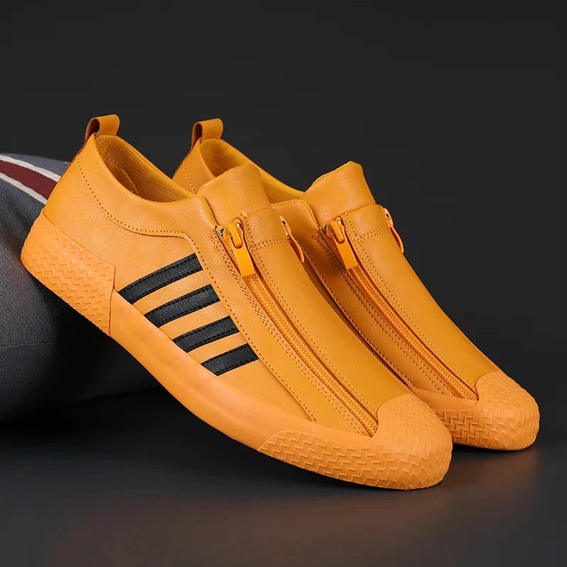 Leather Casual Boots for Men Fashion Yellow Mens High Top Shoes Leather Moccasins Comfortable Loafers Men Shoes Ankle Boots