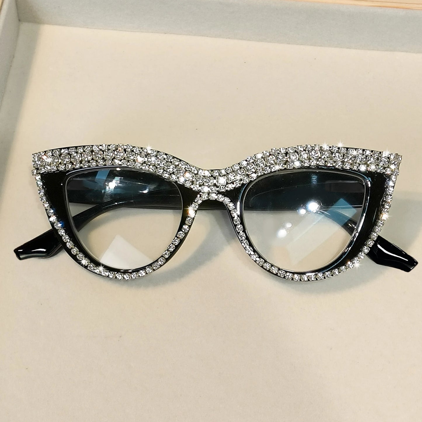 Rhinestone Trendy Reading Glasses for Women Retro Square Cute Sturdy Computer Womens Cat Eye Glasses