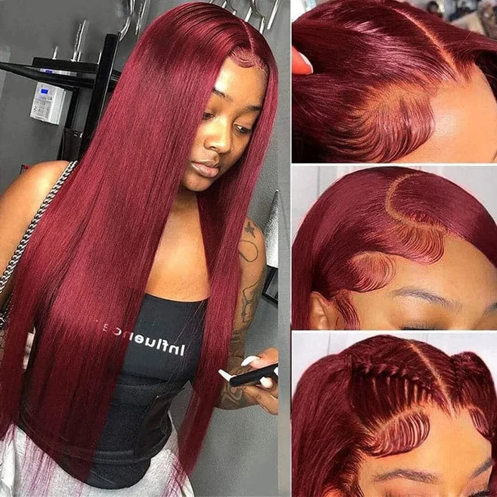 13x6 Hd Frontal Straight 99j Front Human Alipearl 30 Inch Lace Front Wig Wigs Human Hair 360