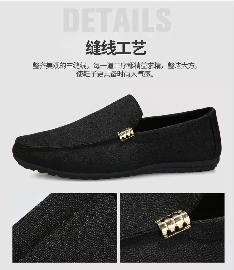 Men Casual Shoes Canvas Slip On Loafers for Male Luxury Dress Driving Shoes Formal Wedding Party Flats Plus Size