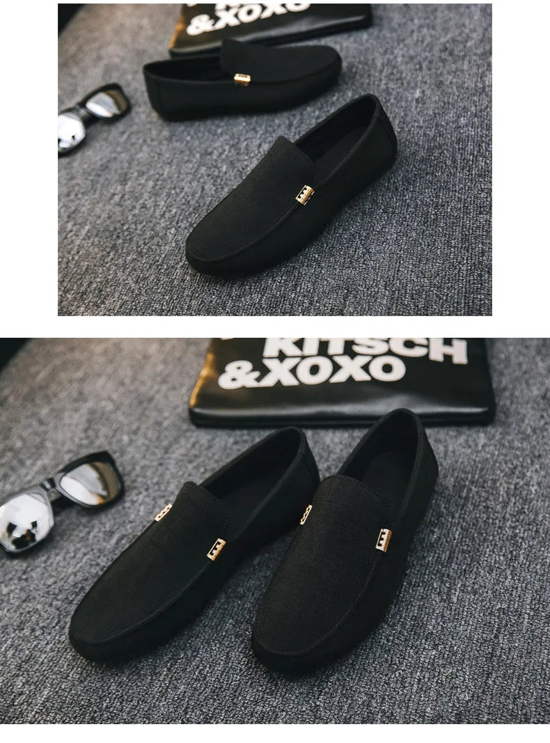 Men Casual Shoes Canvas Slip On Loafers for Male Luxury Dress Driving Shoes Formal Wedding Party Flats Plus Size