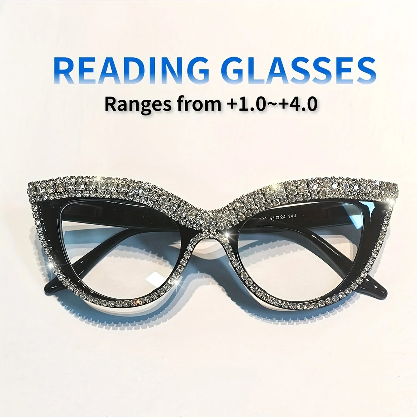 Rhinestone Trendy Reading Glasses for Women Retro Square Cute Sturdy Computer Womens Cat Eye Glasses