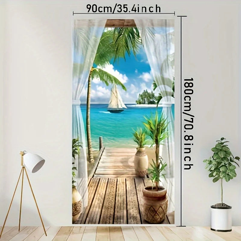 Beach and Ocean View door decor Background banner decor similar to real beach and ocean interior door covers