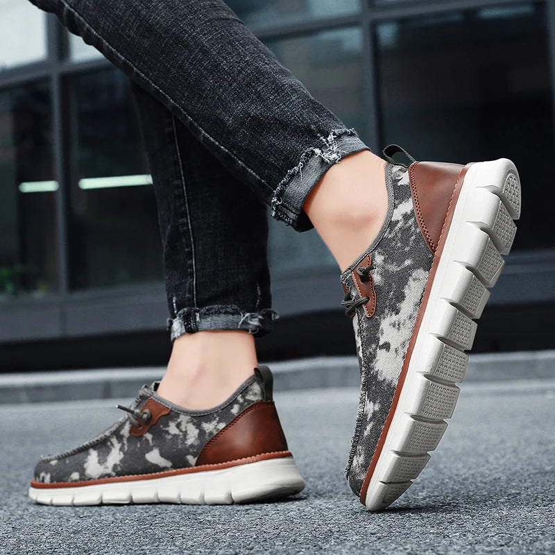 Men Casual Sports Shoes Anti Slip Wear-Resistant Breathable Cushioning Color Blocking Design Versatile Casual Sports Shoes