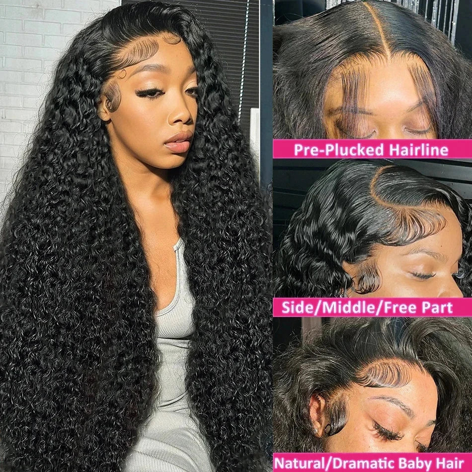 18 to 40 inch 13x4 13x6 HD Lace Front Wigs Human Hair Deep Wave Lace Front Wig Pre Plucked 180 Density Deep Curly Human Hair Wig