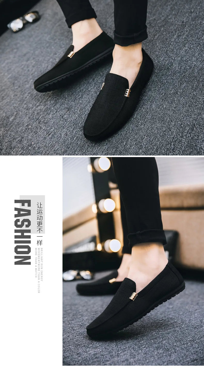 Men Casual Shoes Canvas Slip On Loafers for Male Luxury Dress Driving Shoes Formal Wedding Party Flats Plus Size