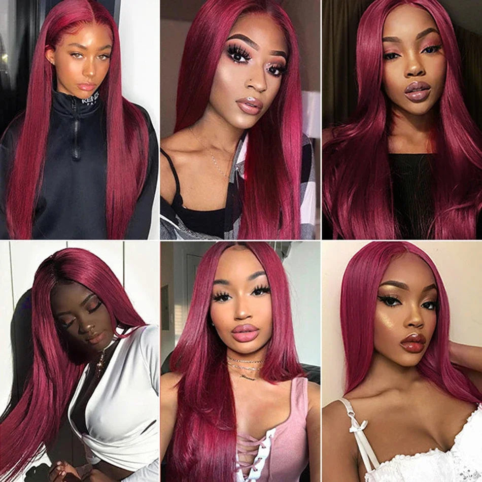 13x6 Hd Frontal Straight 99j Front Human Alipearl 30 Inch Lace Front Wig Wigs Human Hair 360