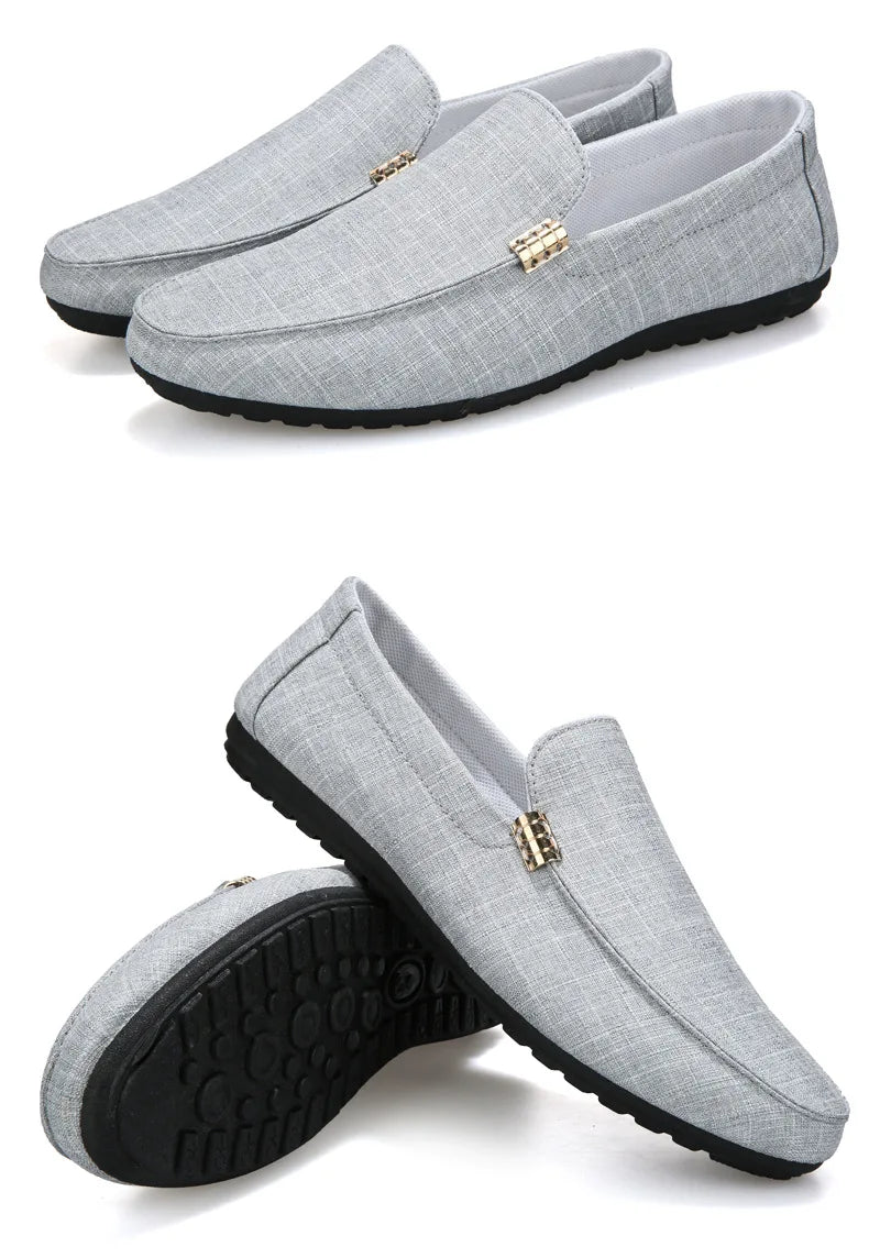 Men Casual Shoes Canvas Slip On Loafers for Male Luxury Dress Driving Shoes Formal Wedding Party Flats Plus Size
