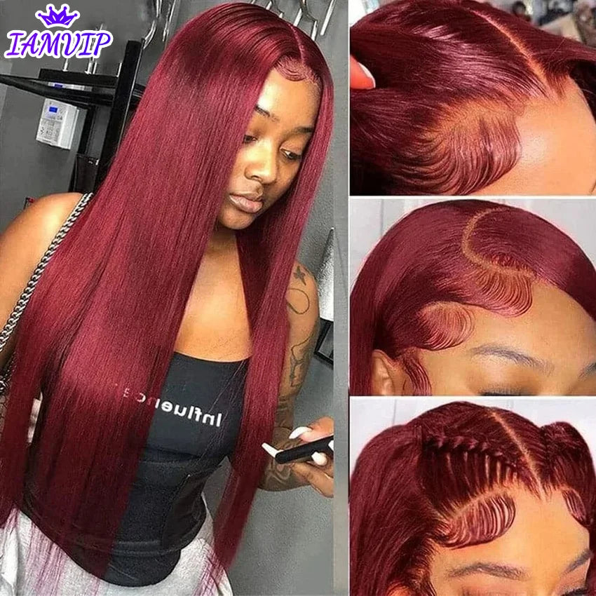 13x6 Hd Frontal Straight 99j Front Human Alipearl 30 Inch Lace Front Wig Wigs Human Hair 360