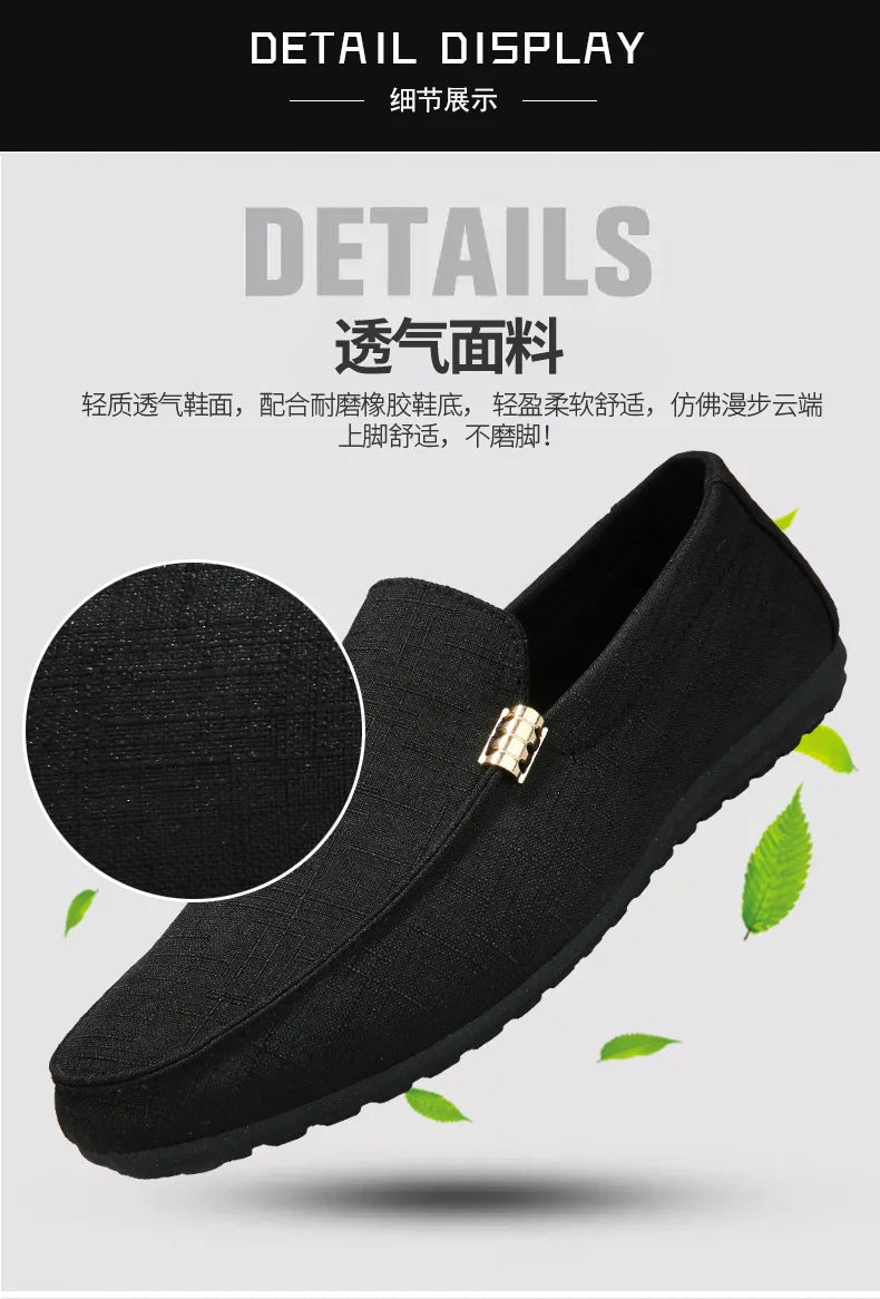 Men Casual Shoes Canvas Slip On Loafers for Male Luxury Dress Driving Shoes Formal Wedding Party Flats Plus Size