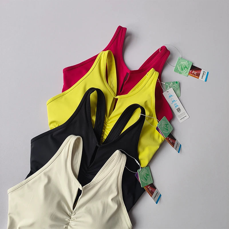 Sports Underwear for Women with High Intensity Shock-proof Gathering Fitness Vest with Chest Pad Running Yoga Bra Outside Wear