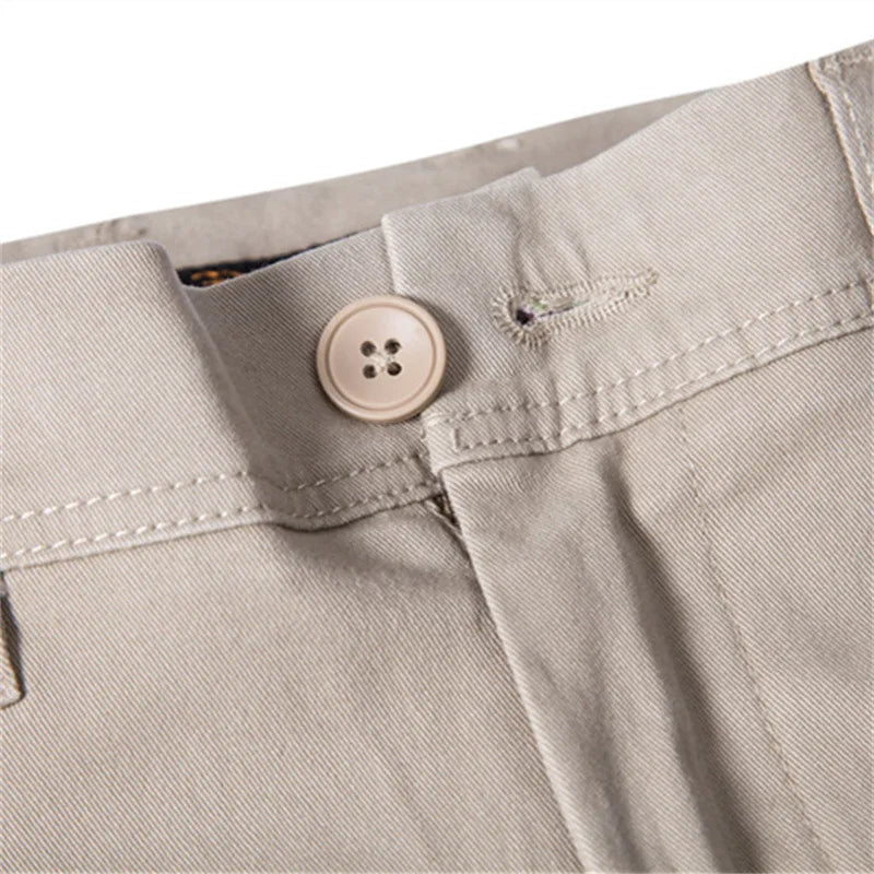 2023 New Summer Casual Pants Men 97% Cotton Solid color Business Fashion Slim Fit Stretch Gray Thin Trousers Male Brand Clothing
