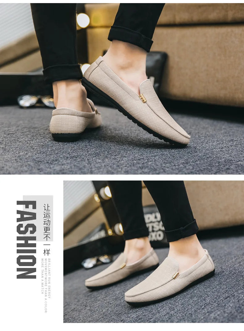Men Casual Shoes Canvas Slip On Loafers for Male Luxury Dress Driving Shoes Formal Wedding Party Flats Plus Size