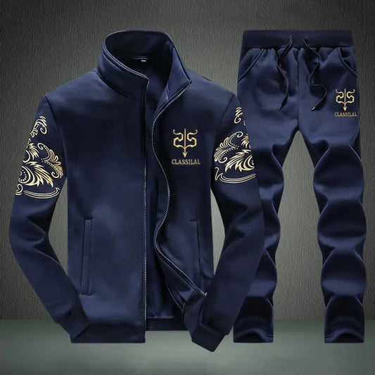Men's casual suit, regular fit, two-piece jacket and trousers suit, solid color design.