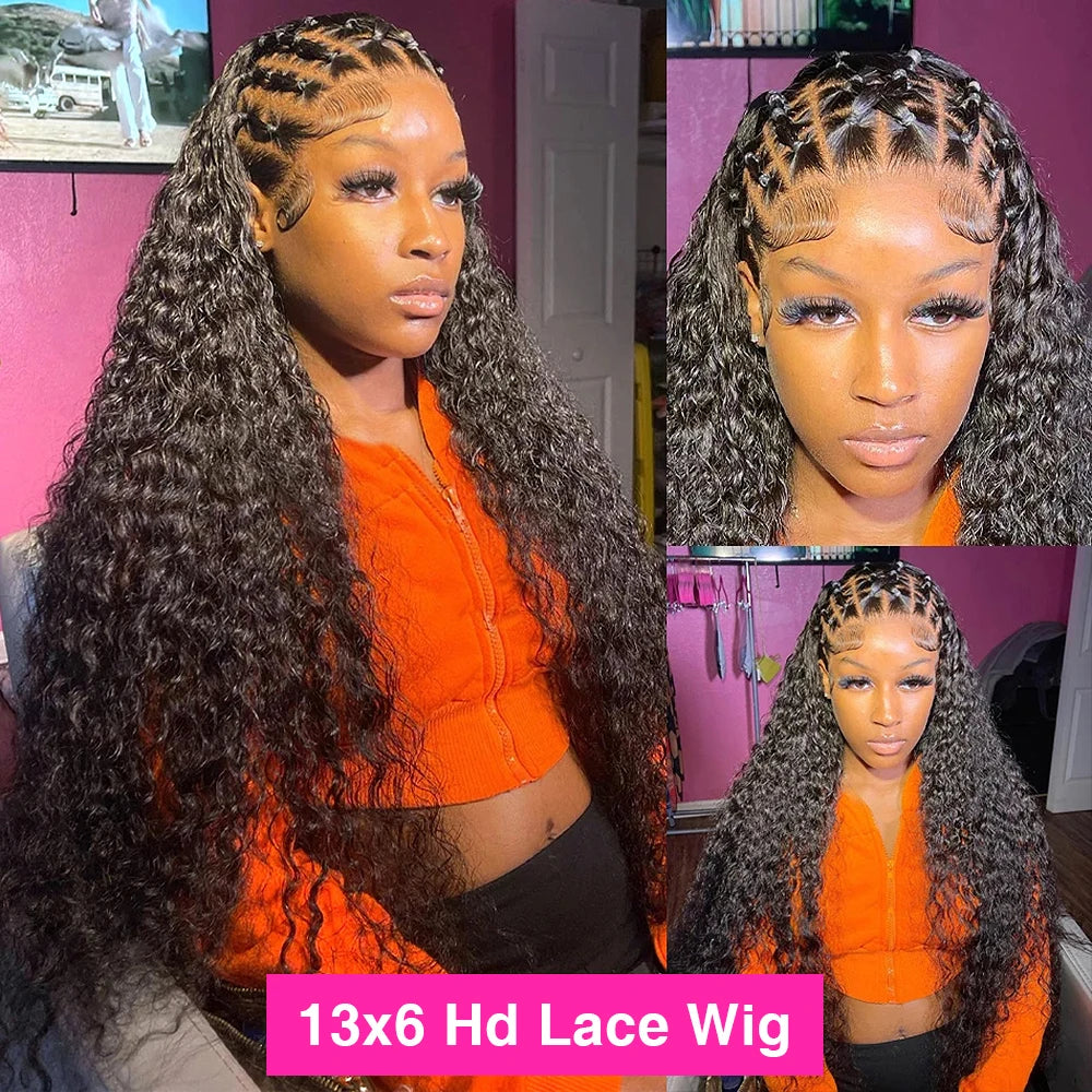 18 to 40 inch 13x4 13x6 HD Lace Front Wigs Human Hair Deep Wave Lace Front Wig Pre Plucked 180 Density Deep Curly Human Hair Wig
