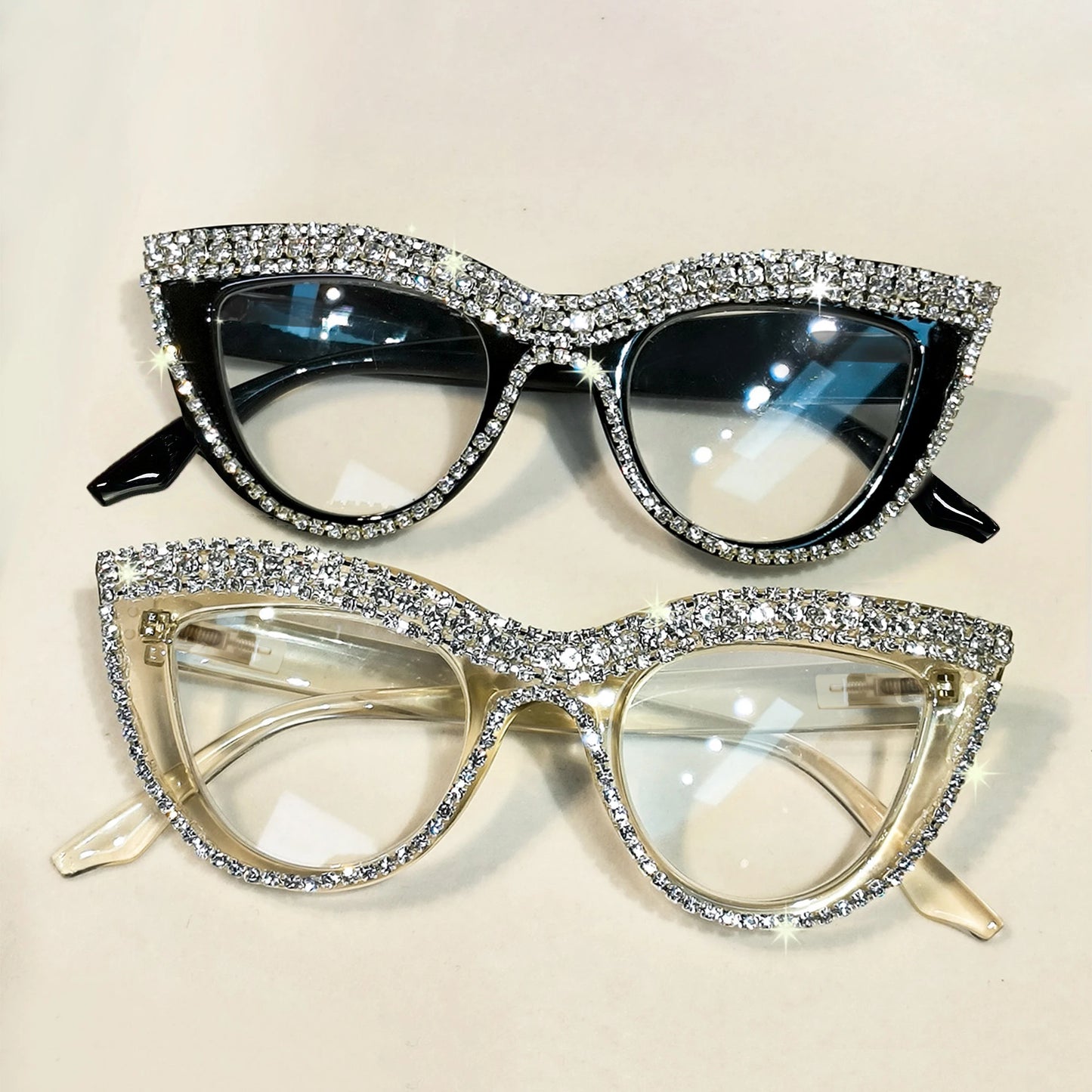 Rhinestone Trendy Reading Glasses for Women Retro Square Cute Sturdy Computer Womens Cat Eye Glasses