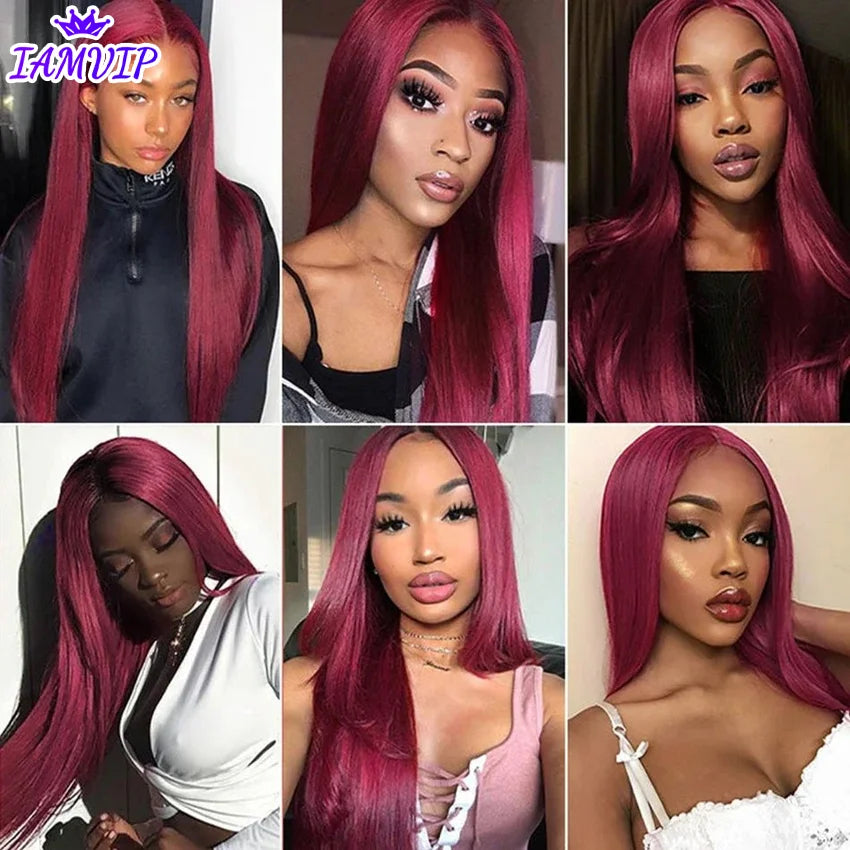 13x6 Hd Frontal Straight 99j Front Human Alipearl 30 Inch Lace Front Wig Wigs Human Hair 360