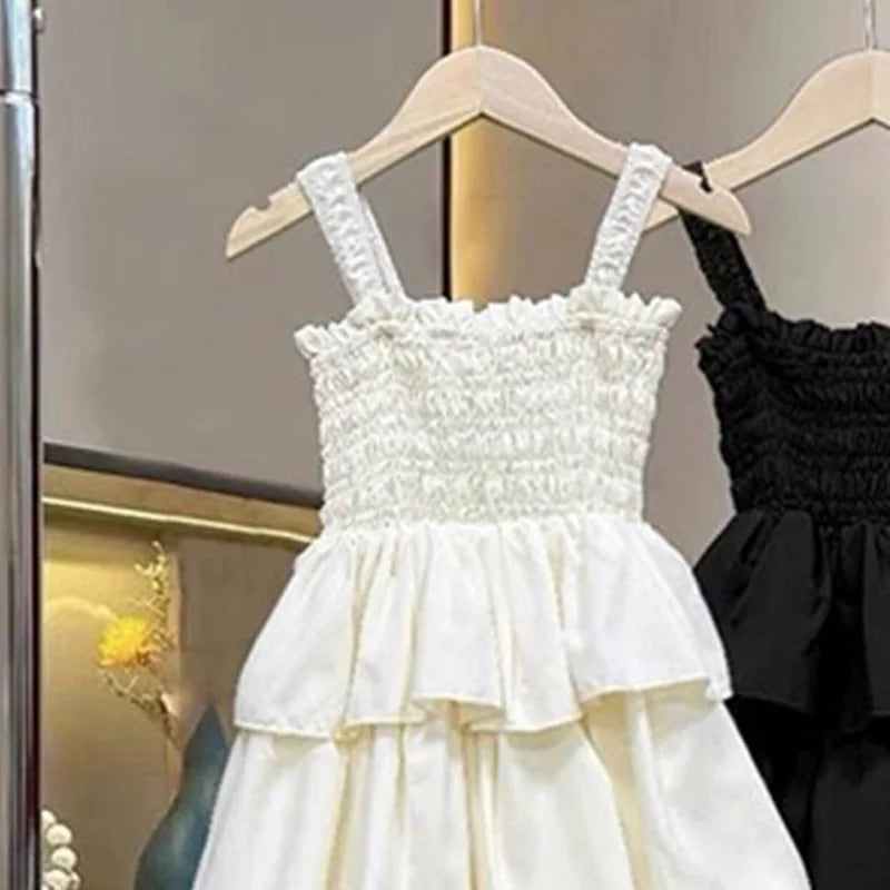 Girls Summer Dress Children Layers Slip Long Gown Kids Birthday Party Vestidos Clothes New Teenager Casual Sling Clothing