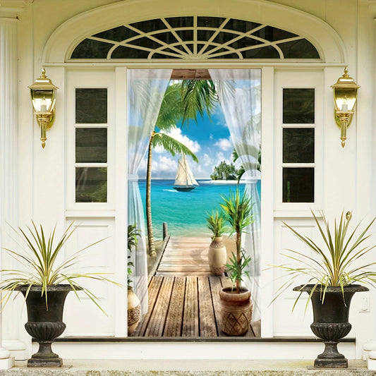 Beach and Ocean View door decor Background banner decor similar to real beach and ocean interior door covers