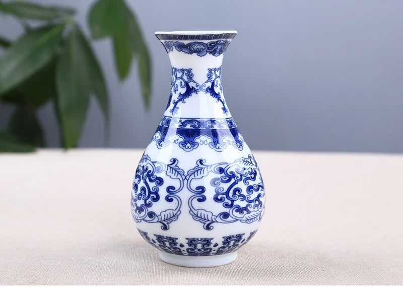 Flower Vase Decoration Home Ceramics Blue And White Vases For Wedding Decor Living Room Ornaments Table Desktop Retro Art Crafts