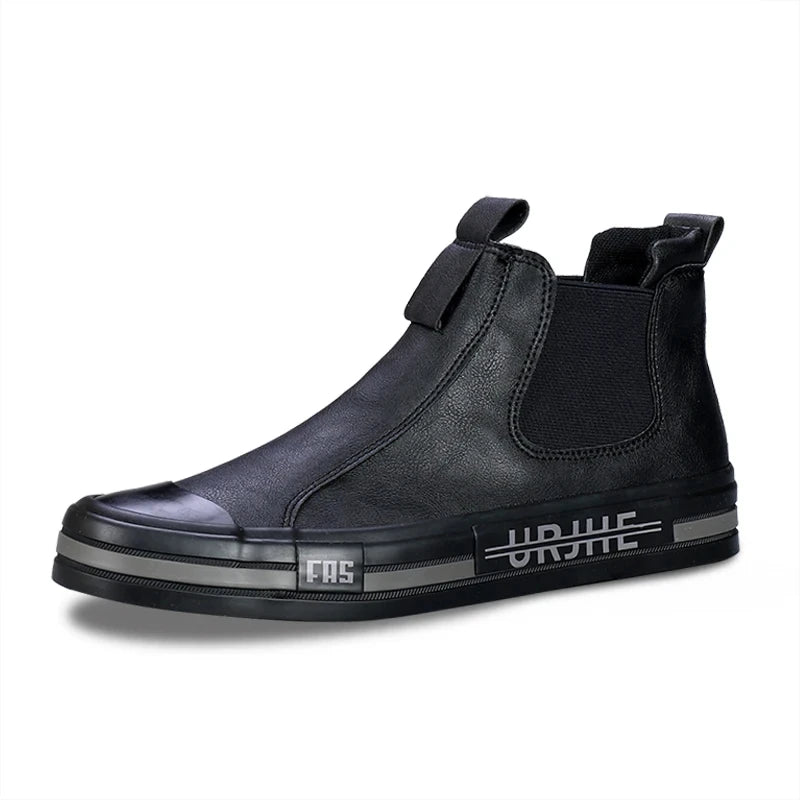 Leather Casual Boots for Men Fashion Yellow Mens High Top Shoes Leather Moccasins Comfortable Loafers Men Shoes Ankle Boots