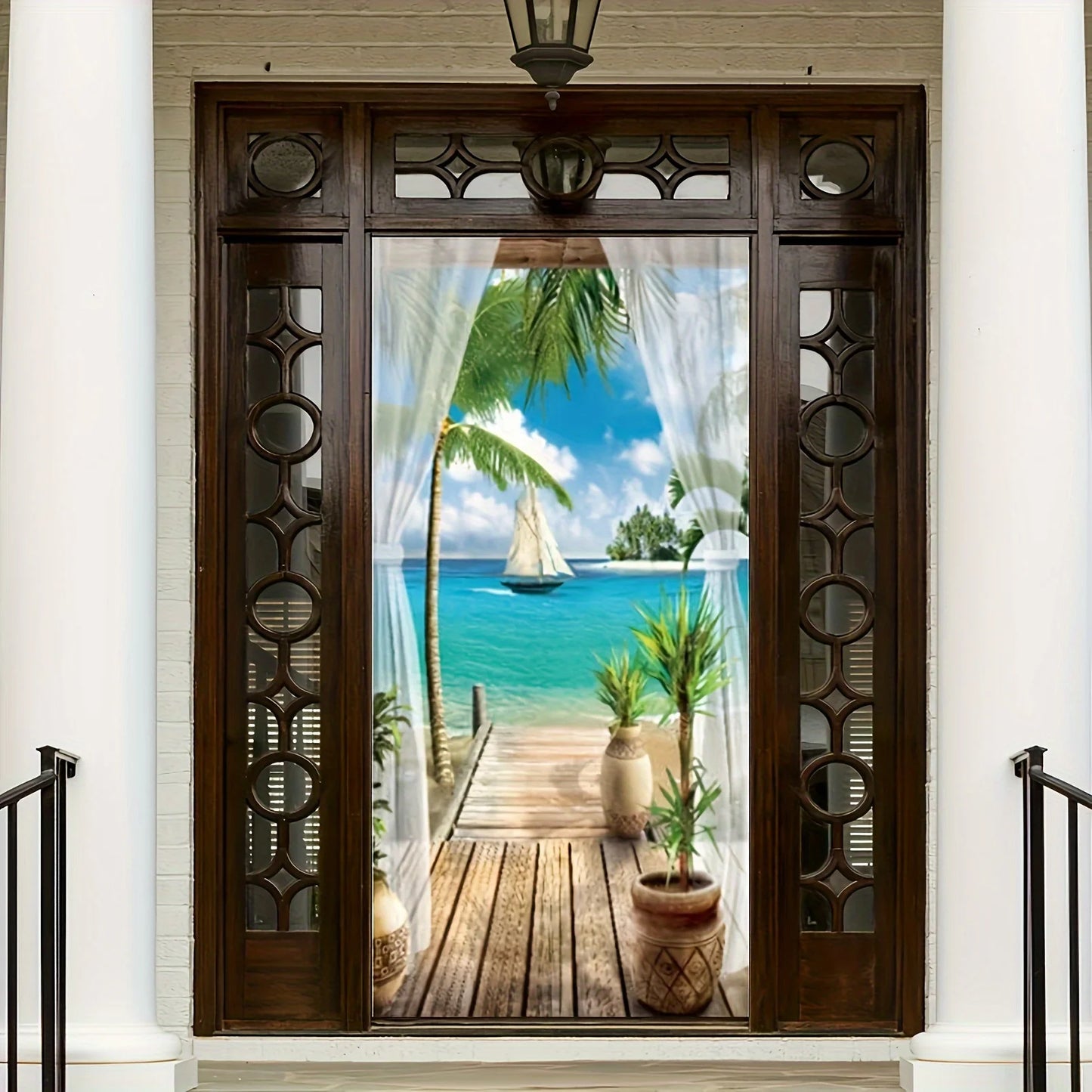 Beach and Ocean View door decor Background banner decor similar to real beach and ocean interior door covers