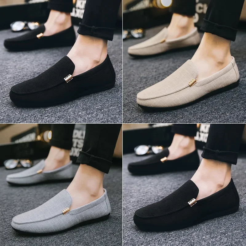 Men Casual Shoes Canvas Slip On Loafers for Male Luxury Dress Driving Shoes Formal Wedding Party Flats Plus Size