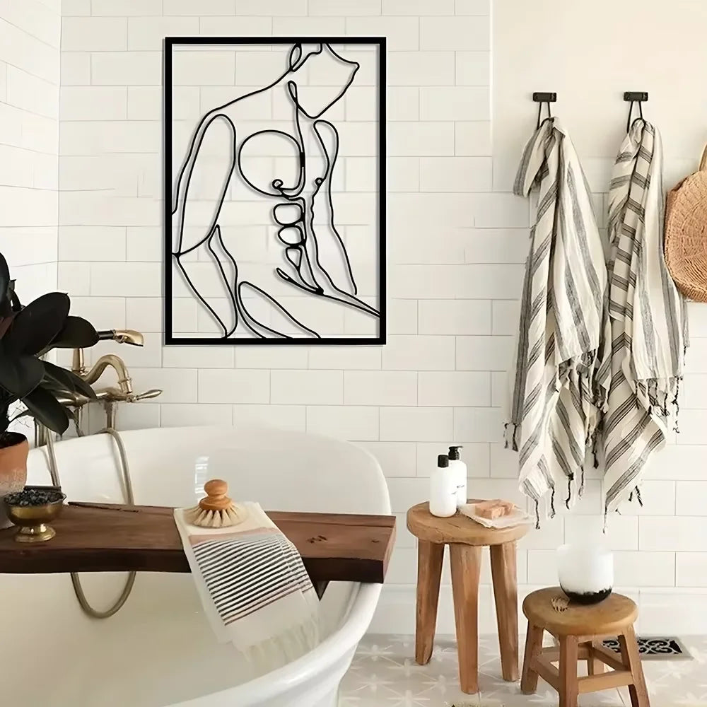 Attractive Modern Metal Wall Artwork - Home Decor Choice. Abstract design for living spaces like bedroom, bathroom living room.