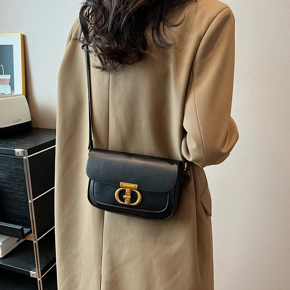 Retro Small Pu Leather Bag Women's Original Fashion Lock Women's Crossbody Shoulder Sac Senior Handbag Underarm Bag Designer