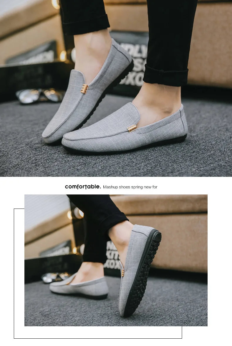 Men Casual Shoes Canvas Slip On Loafers for Male Luxury Dress Driving Shoes Formal Wedding Party Flats Plus Size