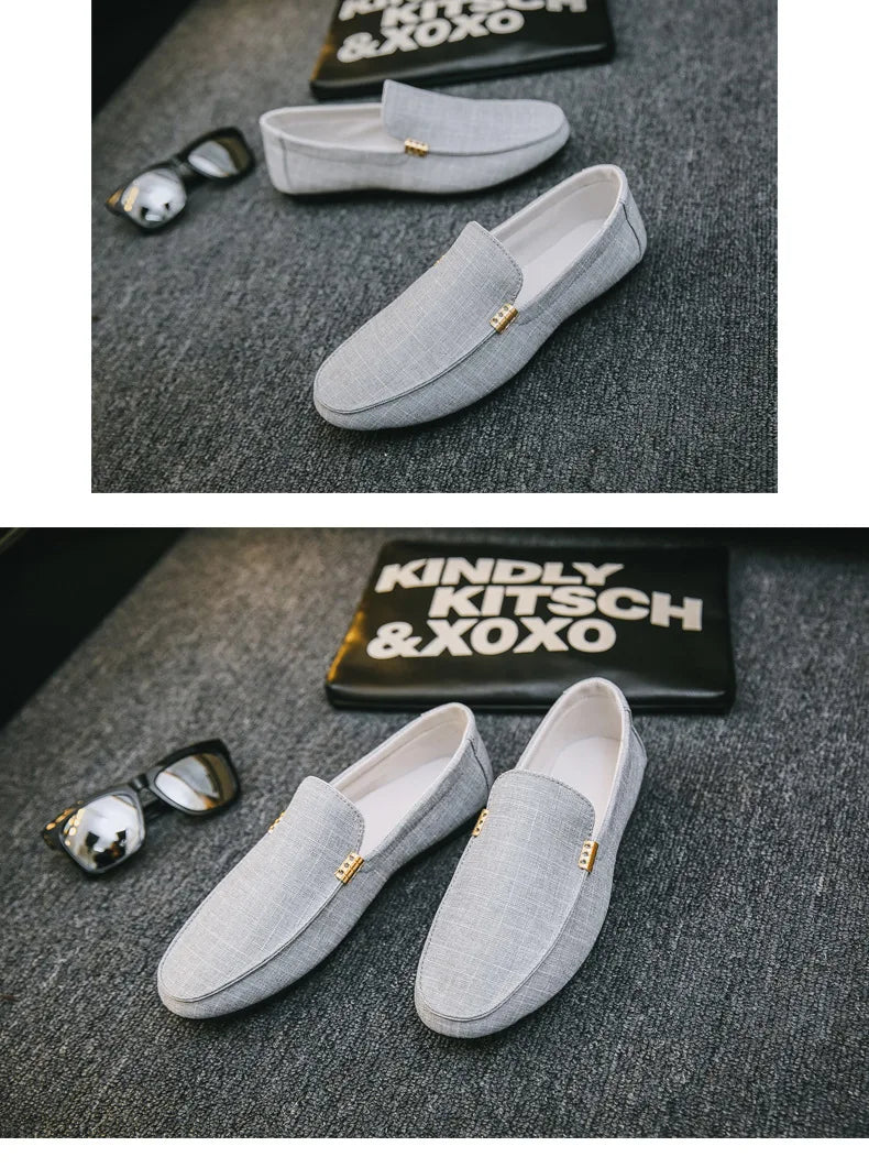 Men Casual Shoes Canvas Slip On Loafers for Male Luxury Dress Driving Shoes Formal Wedding Party Flats Plus Size