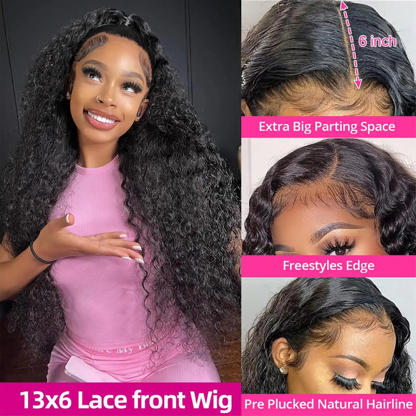 18 to 40 inch 13x4 13x6 HD Lace Front Wigs Human Hair Deep Wave Lace Front Wig Pre Plucked 180 Density Deep Curly Human Hair Wig