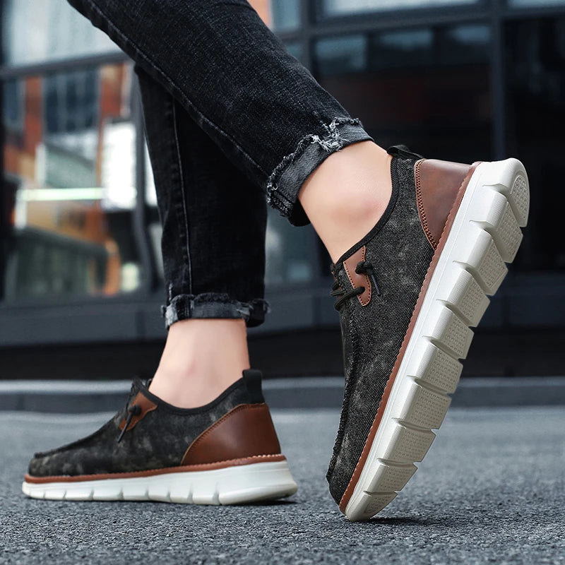 Men Casual Sports Shoes Anti Slip Wear-Resistant Breathable Cushioning Color Blocking Design Versatile Casual Sports Shoes