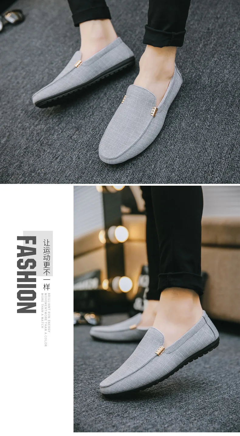 Men Casual Shoes Canvas Slip On Loafers for Male Luxury Dress Driving Shoes Formal Wedding Party Flats Plus Size