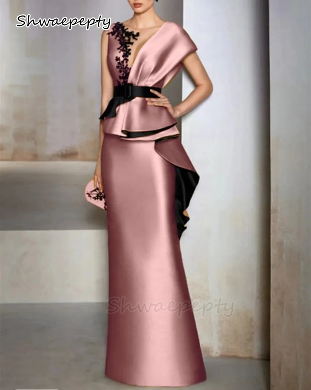 Elegant Mother Of The Bride Dresses Dusty Pink Satin Mermaid Wedding Party Gown Lace Applique Ruffle Prom Formal Wear Customized