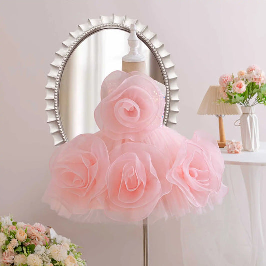 HETISO Girls Party Dresses Flower Elegant Child Wedding Gown Sequined Big Bow Kids Birthday Ceremonial Frocks 1-7 Years
